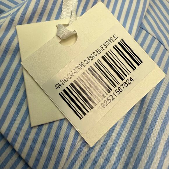 Simkhai Renata Cropped Button Down Shirt Classic Blue Stripe Size XL NWT - Picture 14 of 16